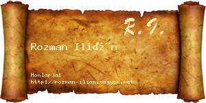 Rozman Ilián névjegykártya